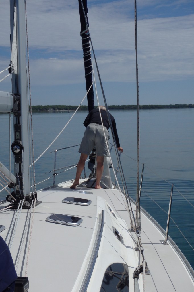 Dad getting ready to pick up the anchor