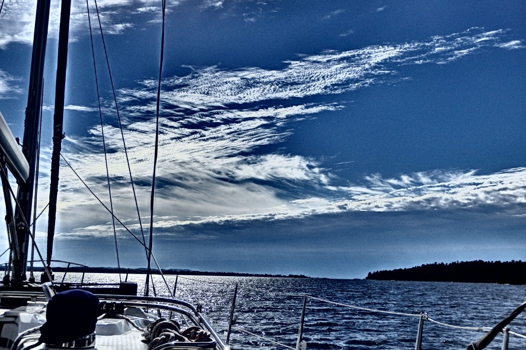 Leaving Eagle Island. A deceivingly nice looking sky.