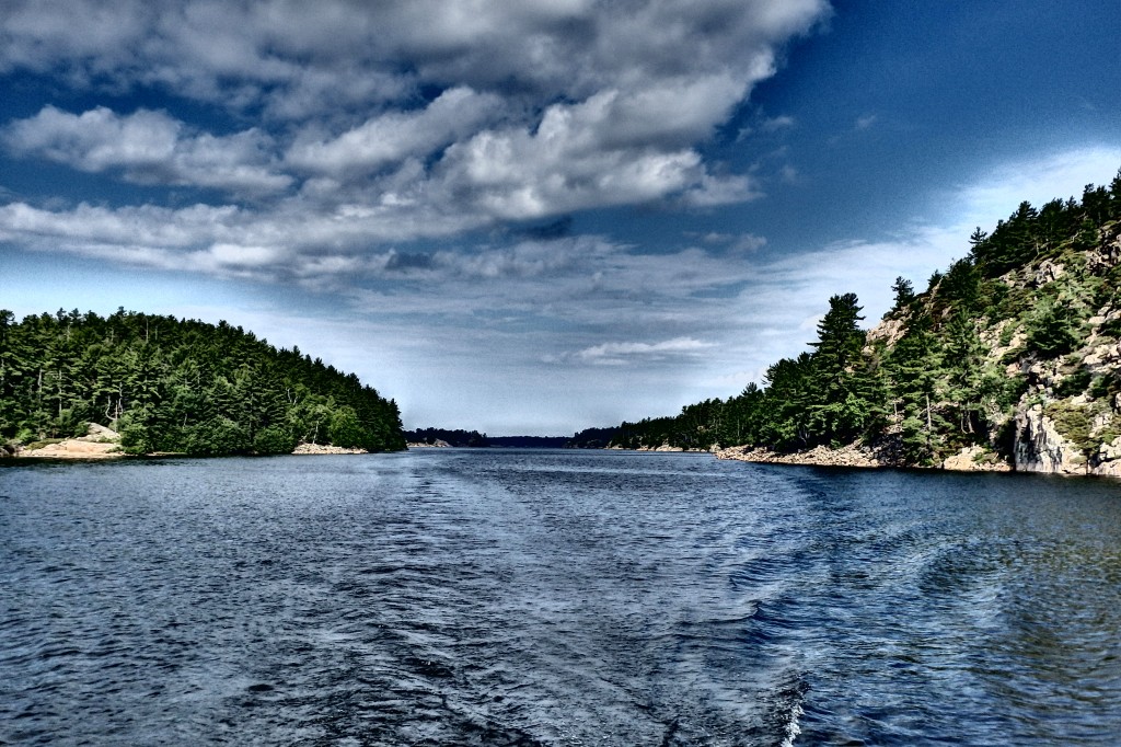 Just inside of the inlet.