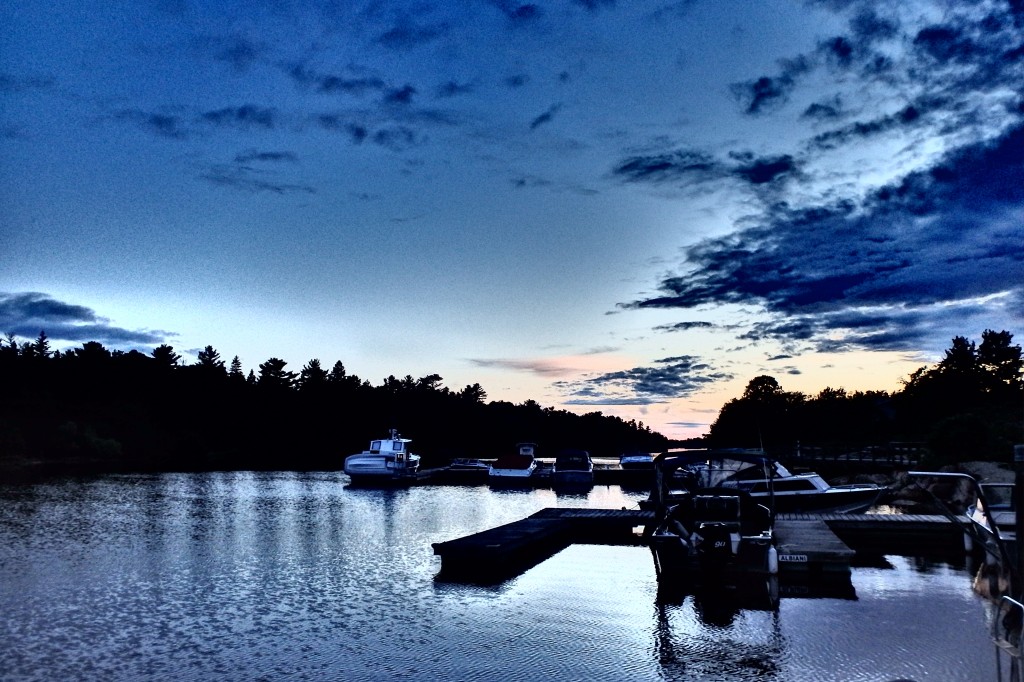 Night falling over the marina. 