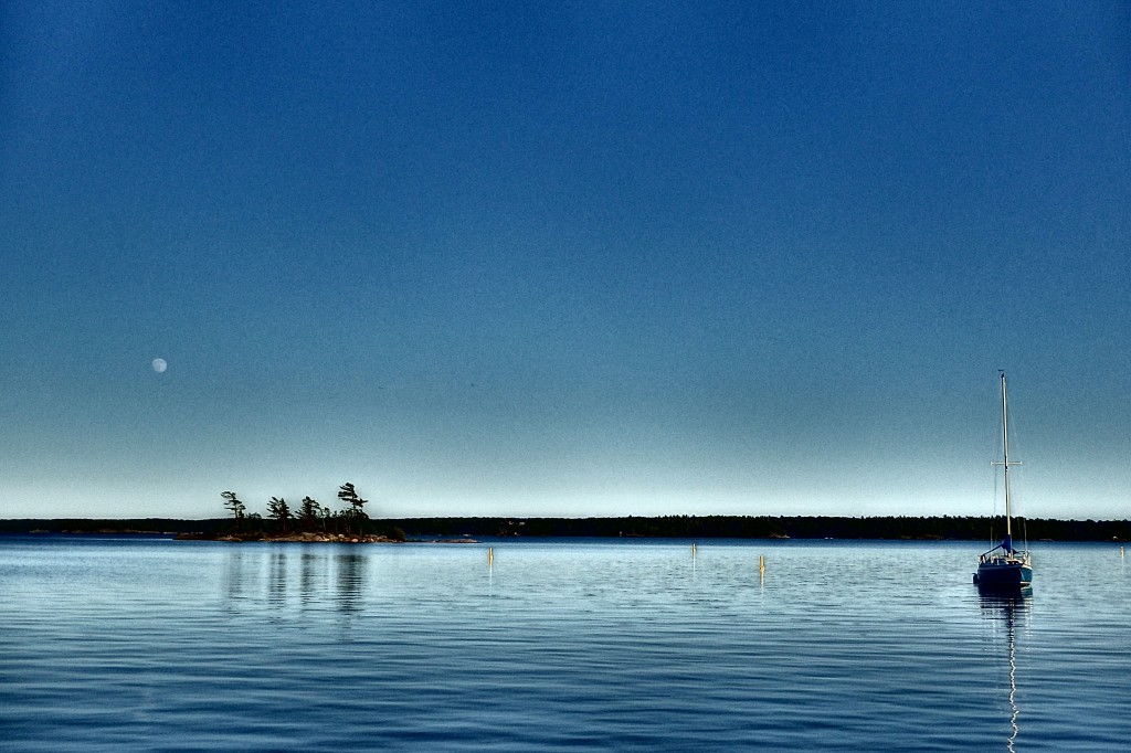 Sailboat and the moon.