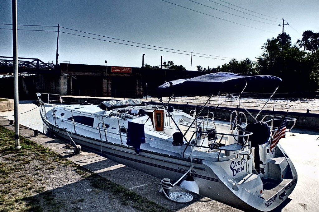 Our line of sight was significantly improved with the dinghy deflated. Not perfect though.