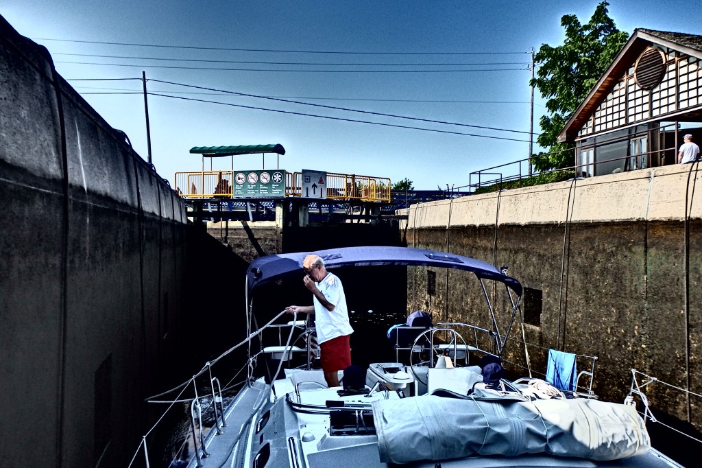 At the bottom of the lock.