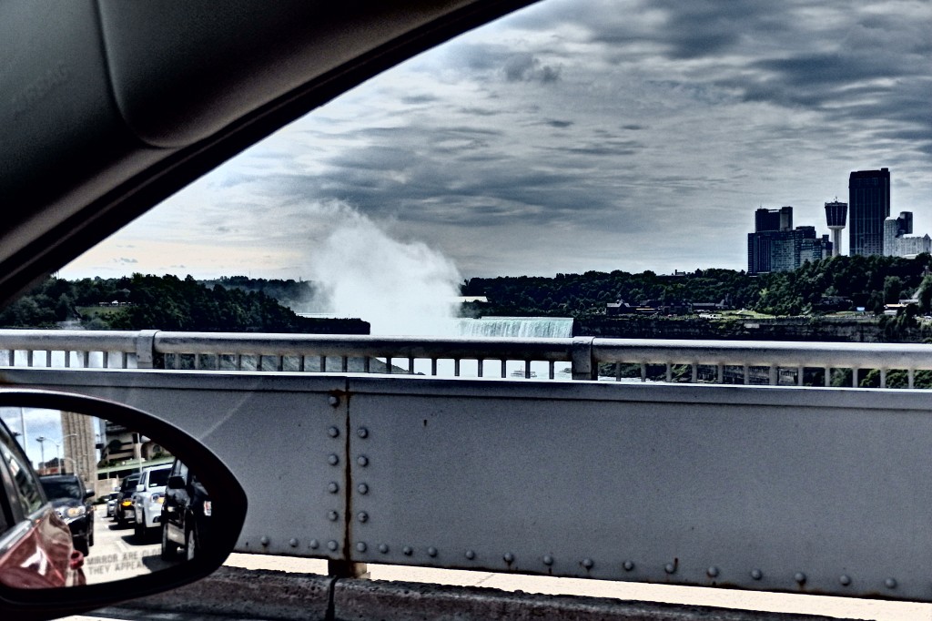 Niagara Falls from the bridge queuing up for the border crossing. Not a bad view during your 30-60 minute wait. 